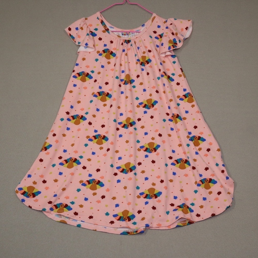 Dot Dot Smile Little Girls Ruffle Sleeved Swing Dress - Pink -‎ Size 5/6
